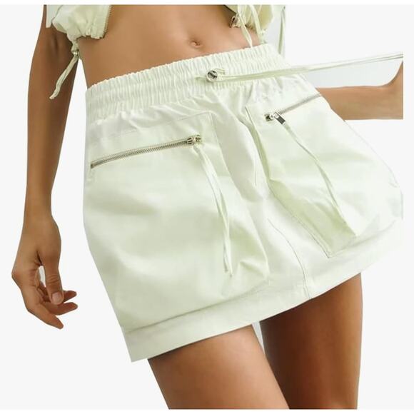 NWT Zara Women’s Cargo Mini Skirt Yellow XS Style 3067/421 Utility Pocket - Picture 3 of 11